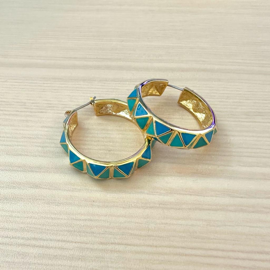 Bay To Baubles - Marin Enamel Metal Hoop Earrings